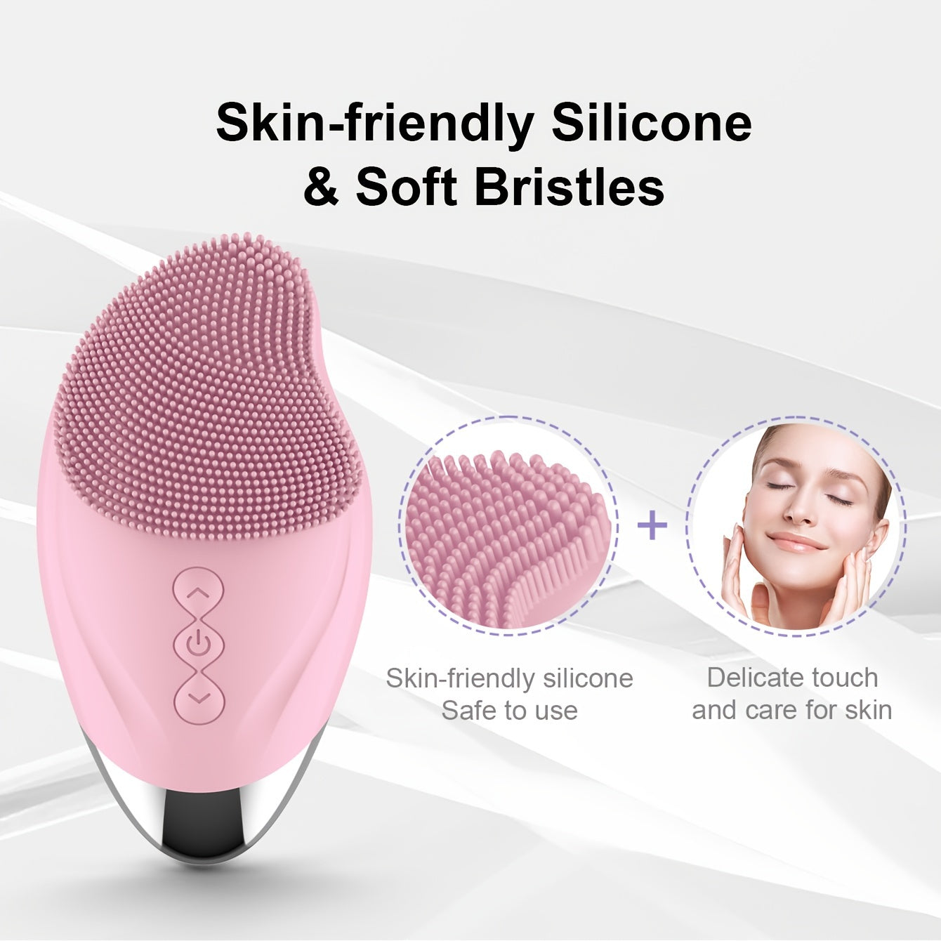 Rechargeable Silicone Facial Cleansing Brush with Heating Massage