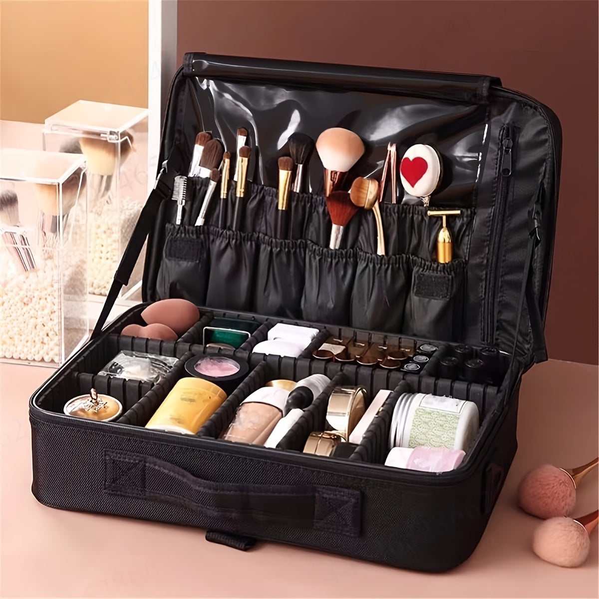 1pc Large Capacity Waterproof Cosmetic Organizer Case