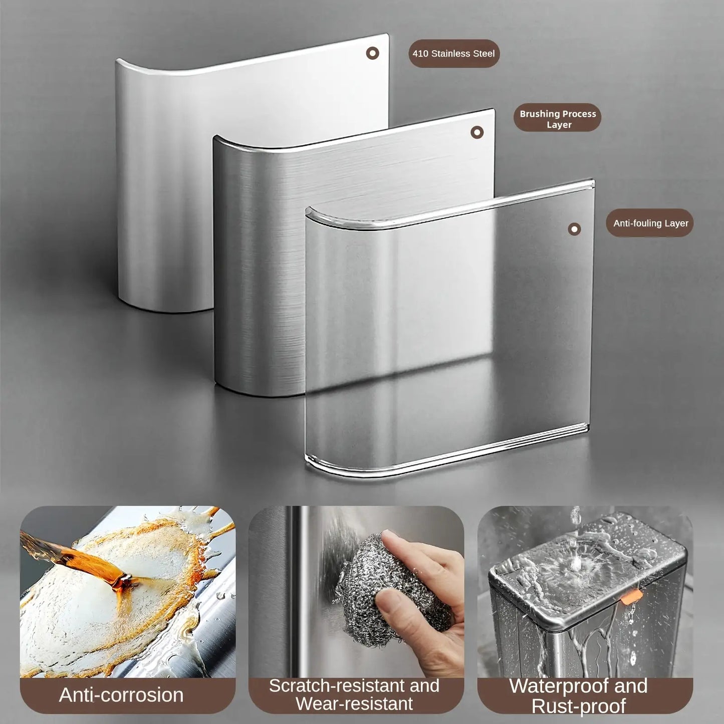 1pc Stainless Steel Rectangular Hanging Kitchen Can