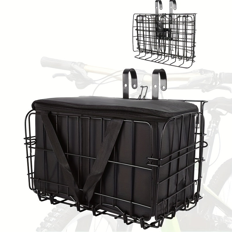 Foldable Bicycle Front Basket with Black Padded Liner