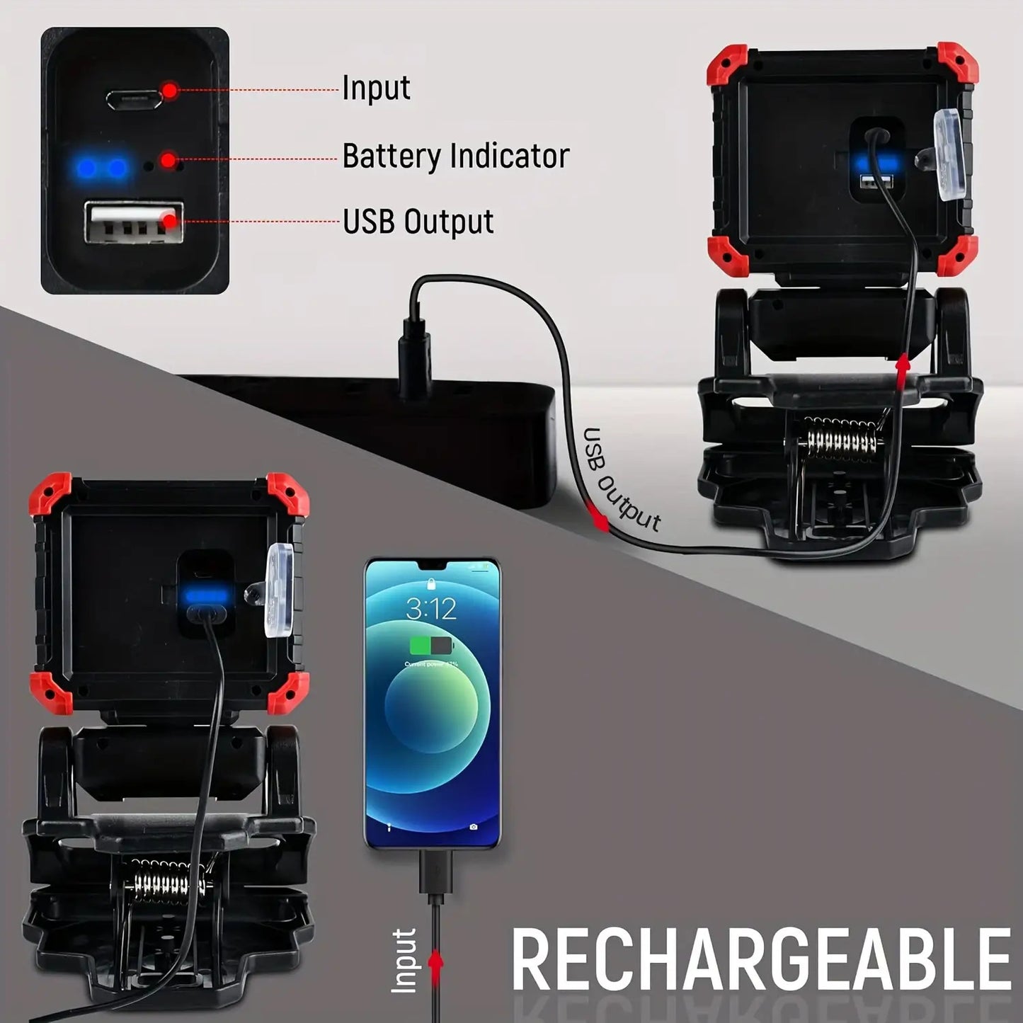 LED Rechargeable Work Light with Clamp