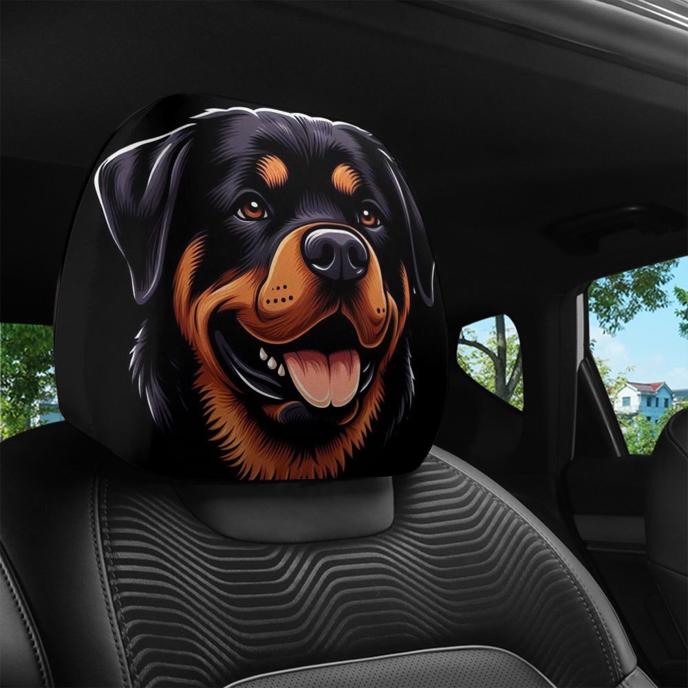 Rottweiler Realistic Print Car Headrest Covers