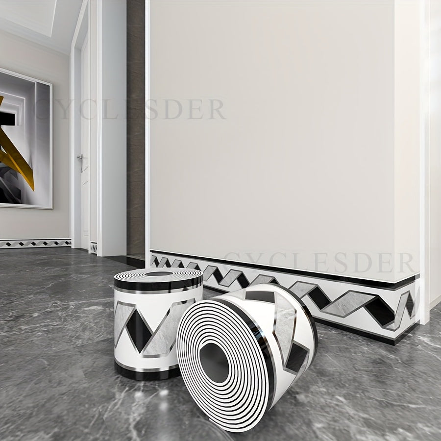 2 Rolls 197 inches x 3.94 inches European Style Marble Tile Panel Wallpaper