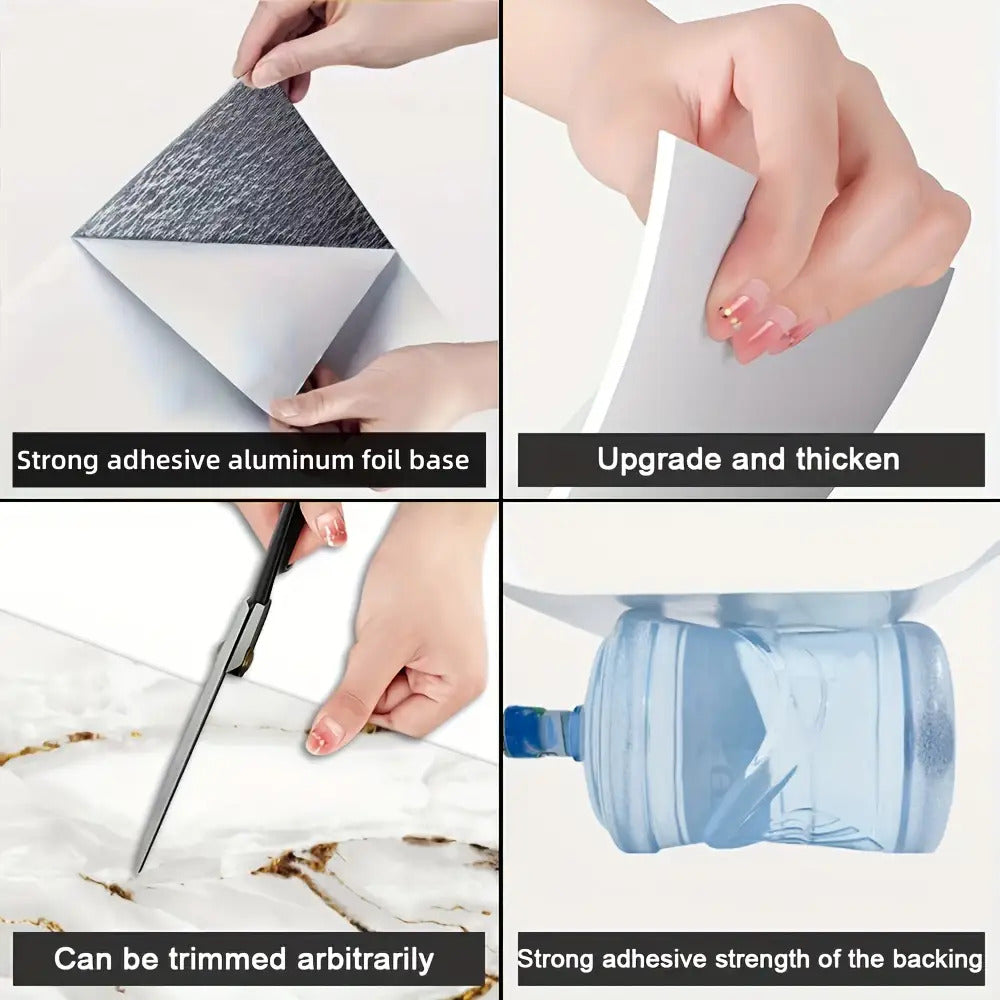 14pcs Glam Style Marble Pattern Wall Stickers