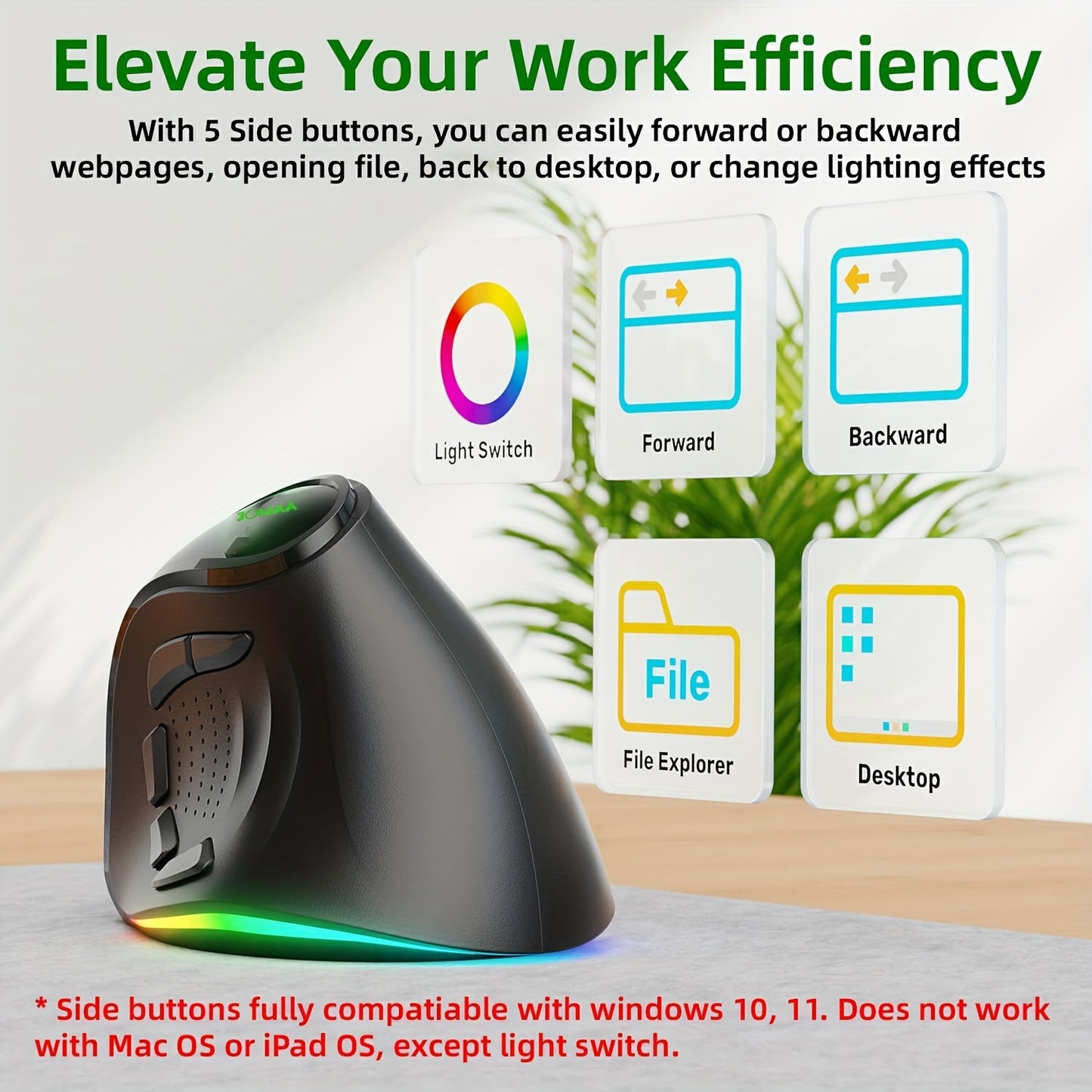 Multifunctional Vertical Mouse, Dual-mode Wireless BT Mouse