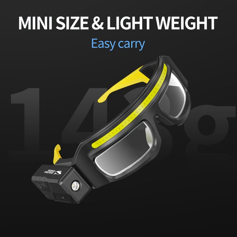 1pc Smiling Shark Rechargeable COB Headlamp with Glasses