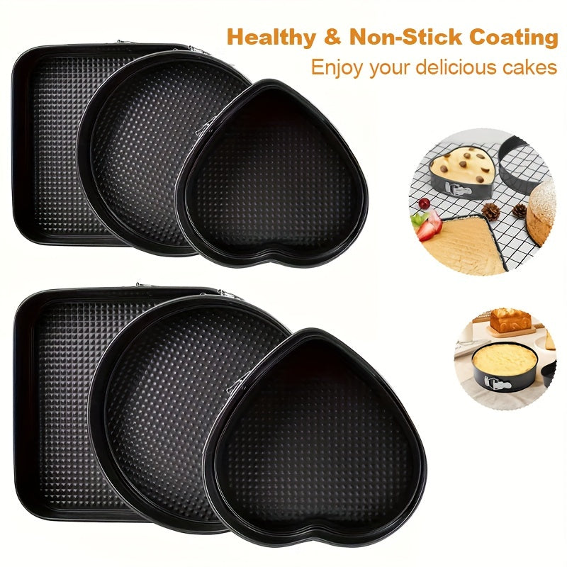 6pcs, Round, Heart, Square, Cake Pan, Loose Bottom Baking Cake Mould