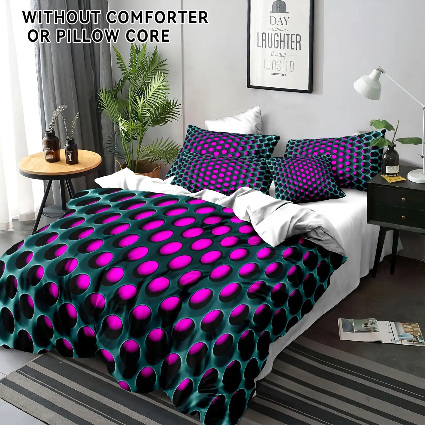 3pcs Y2K Geometric 3D Honeycomb Pattern Duvet Cover Set