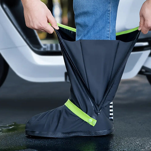 Reusable and foldable rain boot covers with zipper
