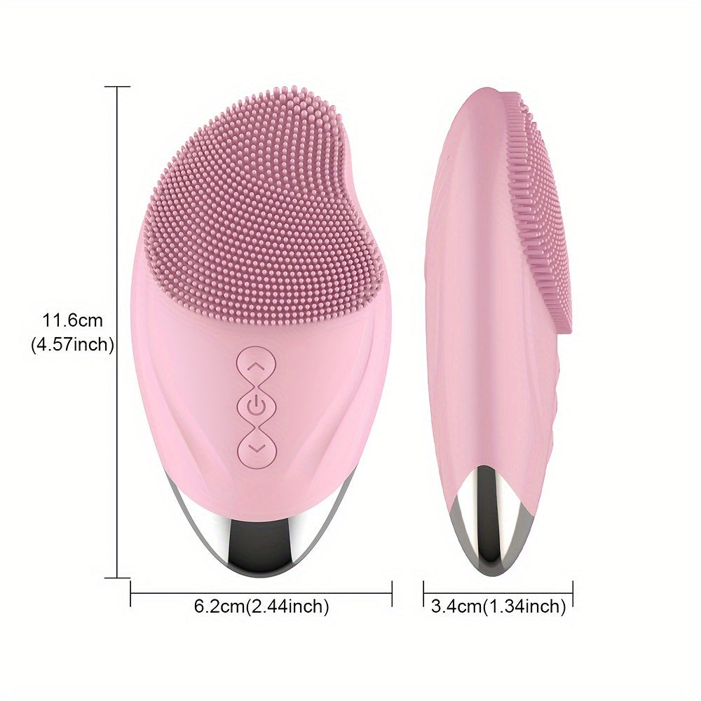 Rechargeable Silicone Facial Cleansing Brush with Heating Massage