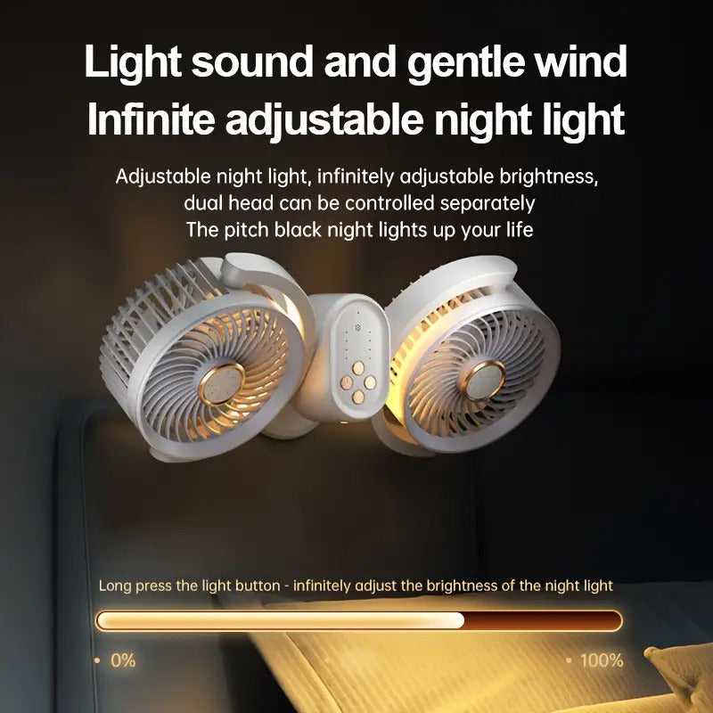 Rechargeable Night Light Double-Head Fan