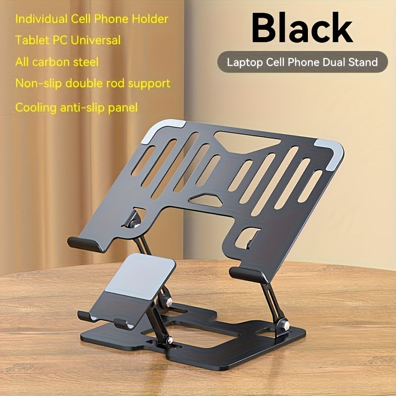 2-in-1 Adjustable Carbon Steel Mobile Phone&Laptop Stand