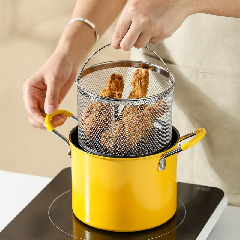 Small Household Fine Iron Uncoated Tempura Frying Pot
