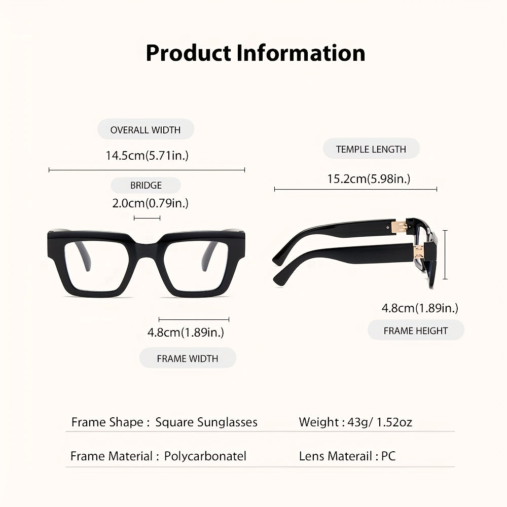 New square frame plain glasses blue light blocking glasses