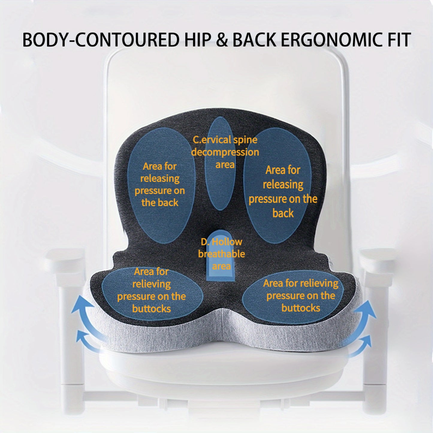 1pc Ergonomic Backrest Seat Cushion