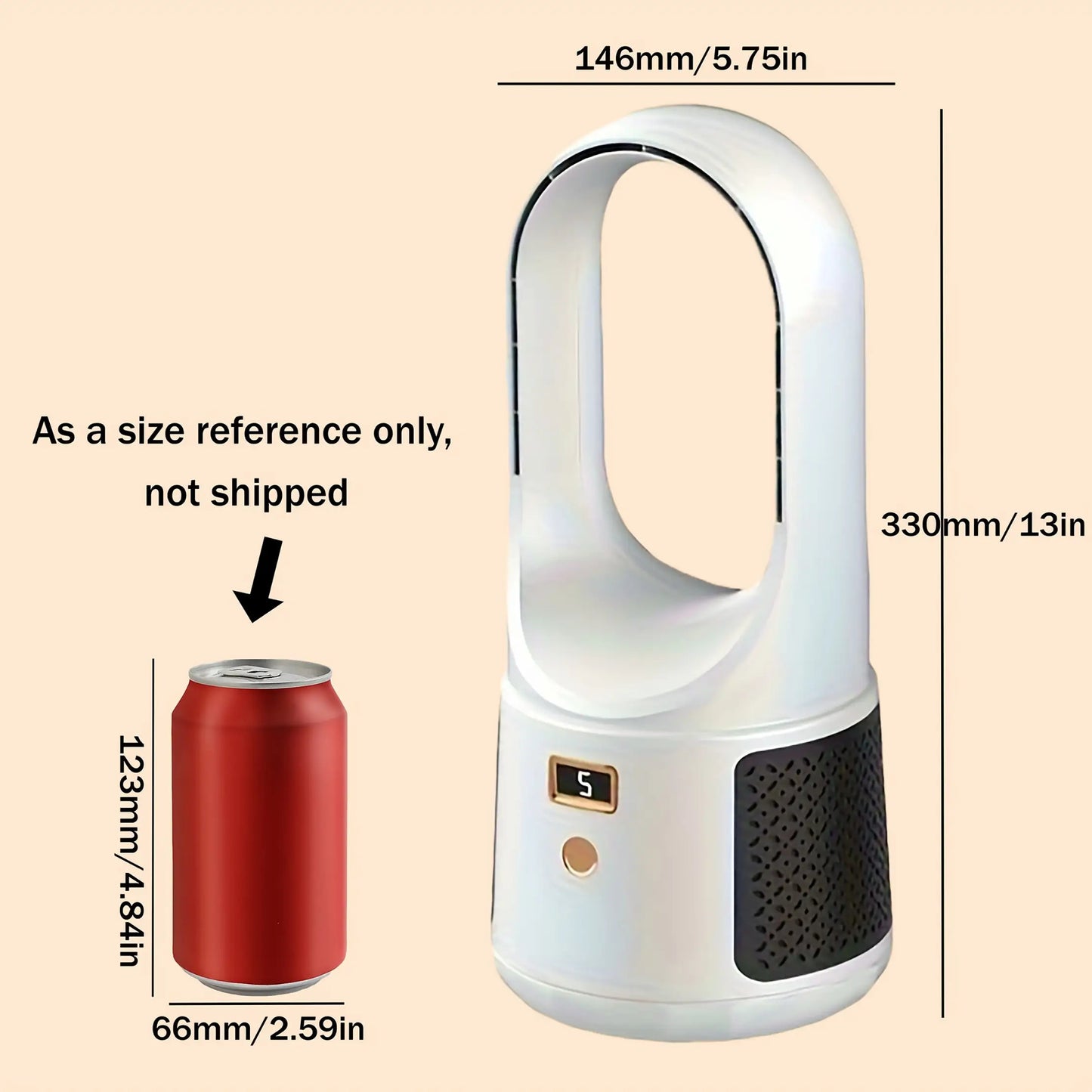 Sleek White Portable Fan with Digital Display