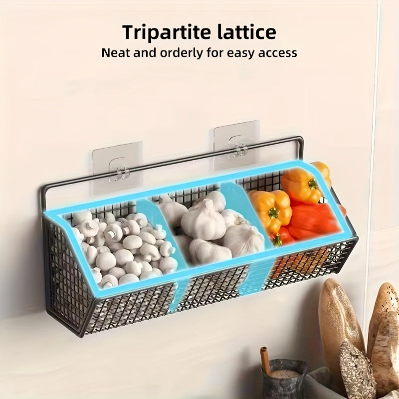Wall-Mounted Kitchen Storage Basket – No-Drill