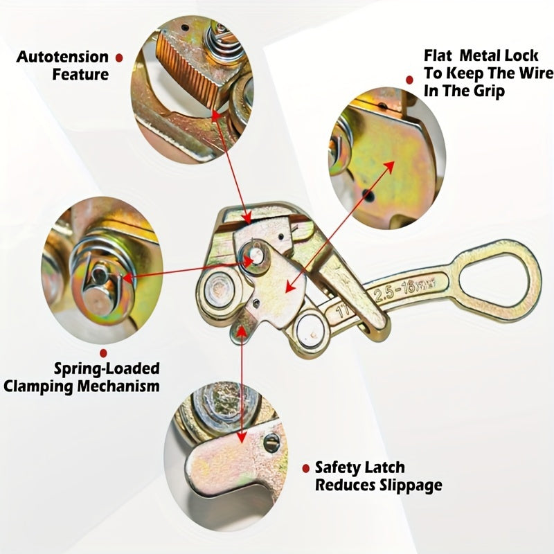 1pc Heavy-Duty Steel Cable Clamp with Adjustable Pulling Tool