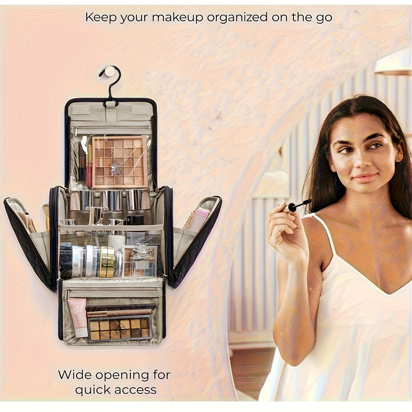 Thousand Fish Large Capacity Makeup Bag with Hanging Hook