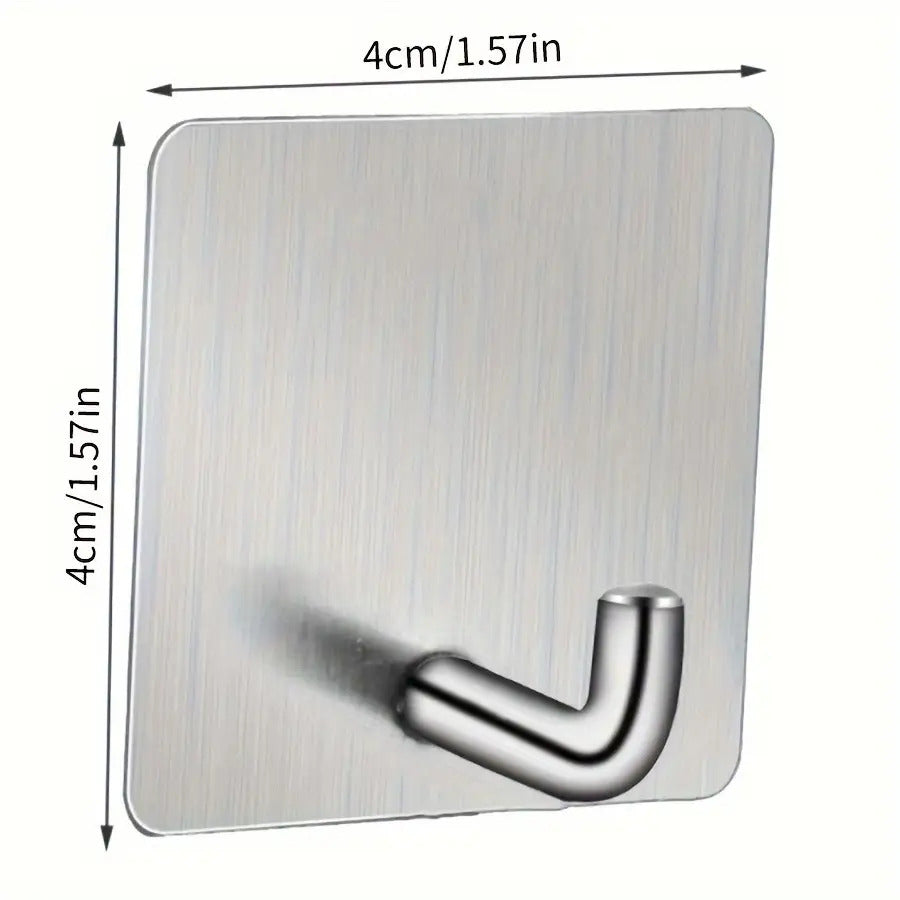 20pcs-Heavy-Duty Stainless Steel Adhesive Hooks