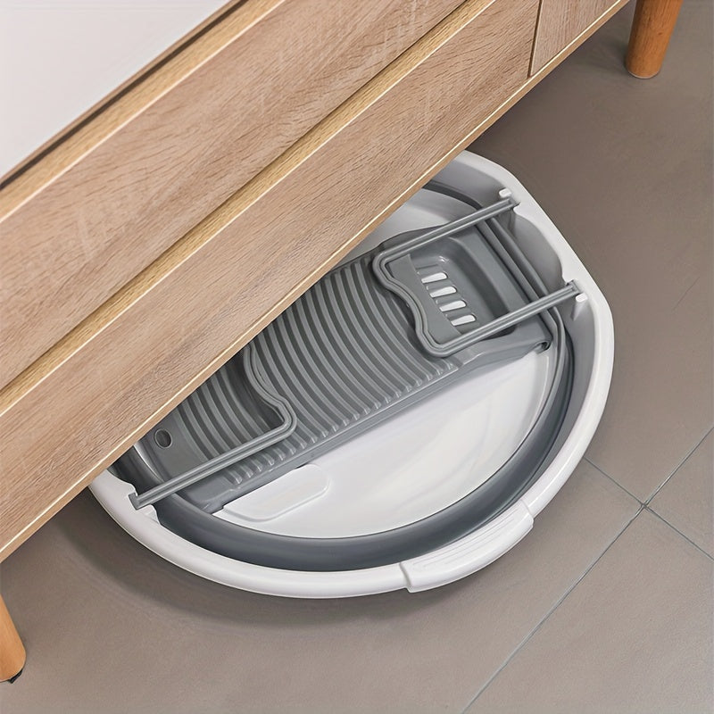 Set of 1 Classic Round Plastic Laundry Tub with Washboard