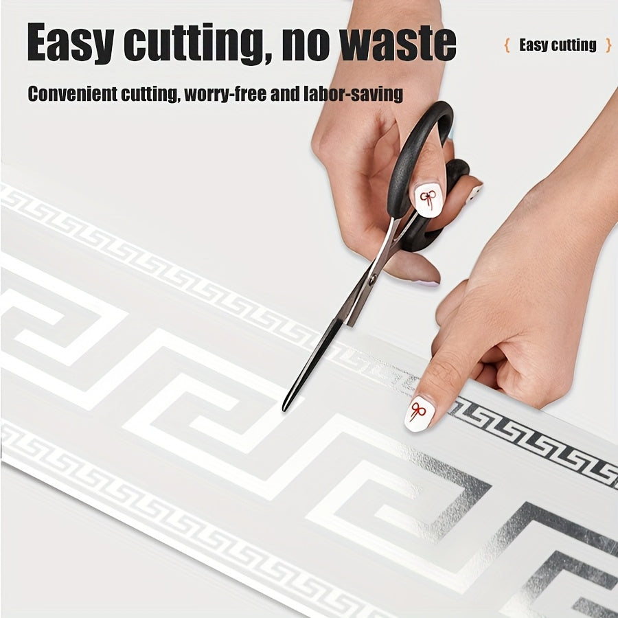 2 Rolls 197 inches x 3.94 inches European Style Marble Tile Panel Wallpaper