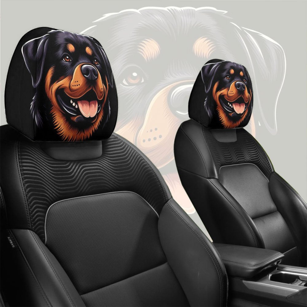 Rottweiler Realistic Print Car Headrest Covers