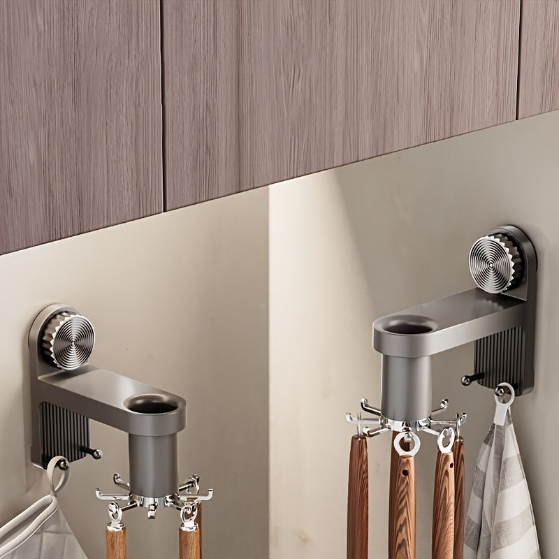 1-Pack Heavy-Duty Rotating Kitchen Hooks with No-Drill Installation