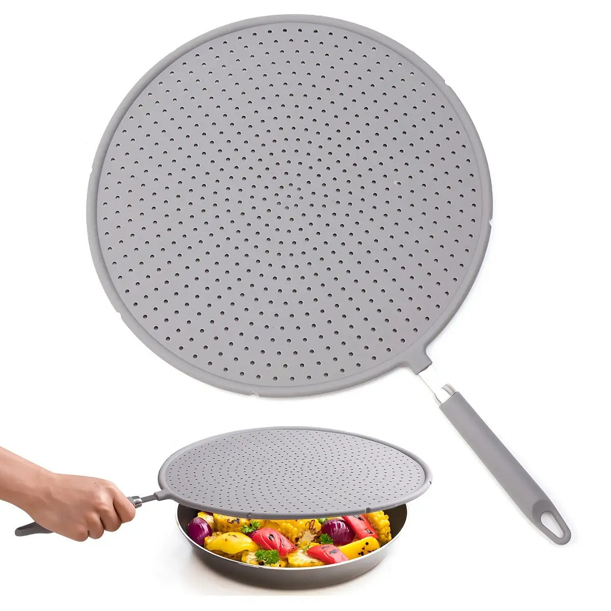 1pc Gray Silicone Oil-Resistant Splatter Guard