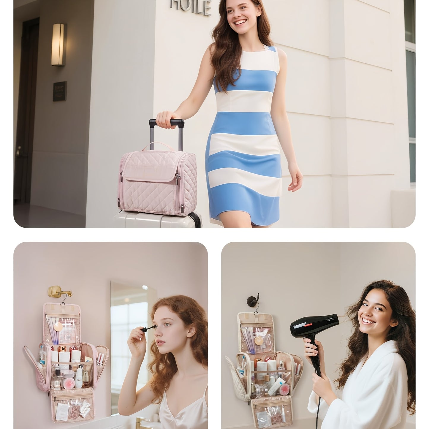 Thousand Fish Large Capacity Makeup Bag with Hanging Hook