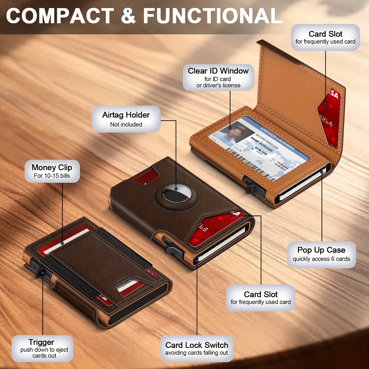1pc Men'S Bifold Minimalist Smart Wallet