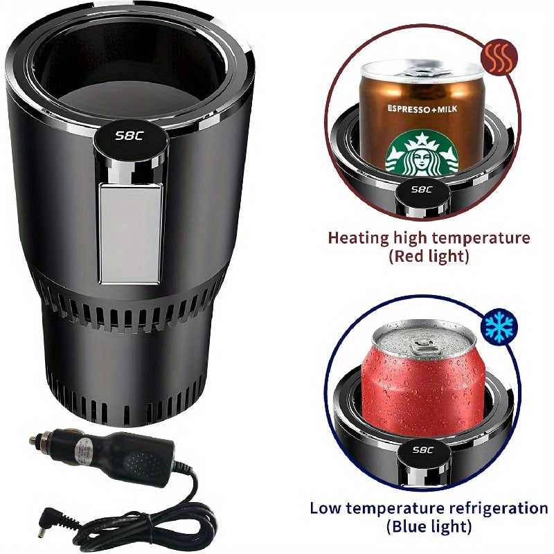 2-in-1 Car Cup Cooler & Heater with LED Temperature Display
