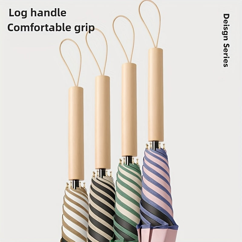 1-Pack Flower Petal Design Automatic Open Umbrella with Wood Handle