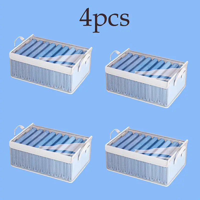 Set of 4 Large Transparent PVC Storage Boxes with Lids