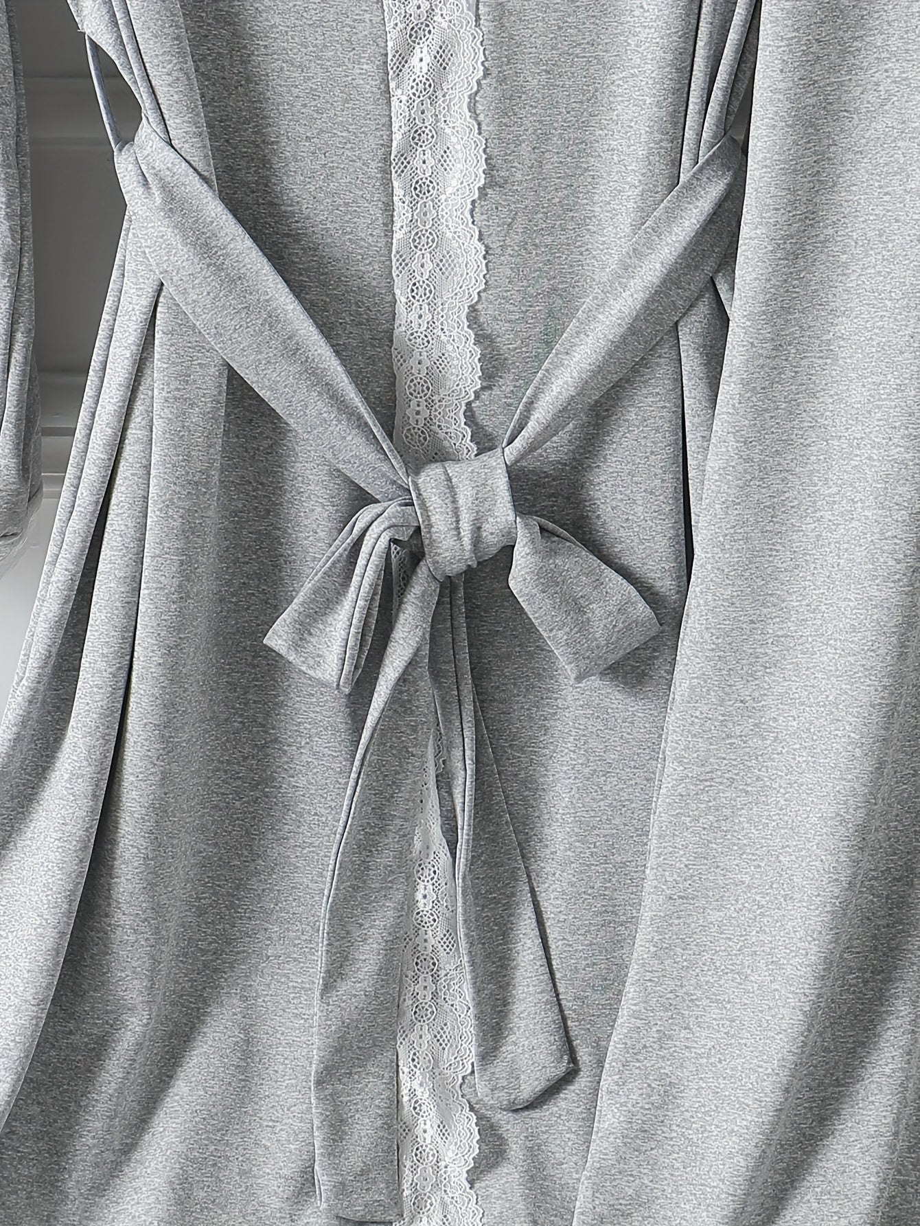 Women's Solid Color Elegant Lace Patch Pajama Set