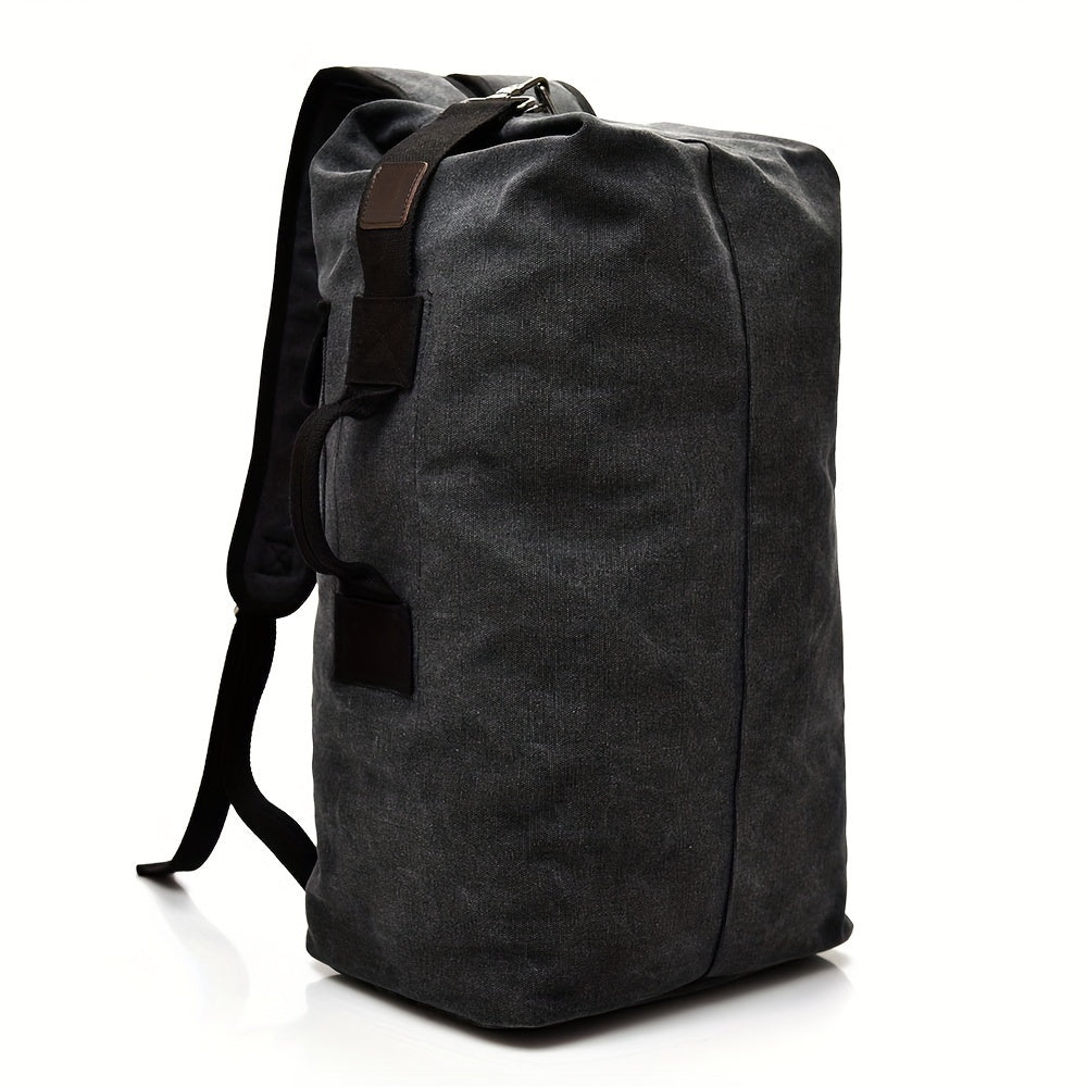Large Capacity Adjustable Khaki Canvas Backpack for Men