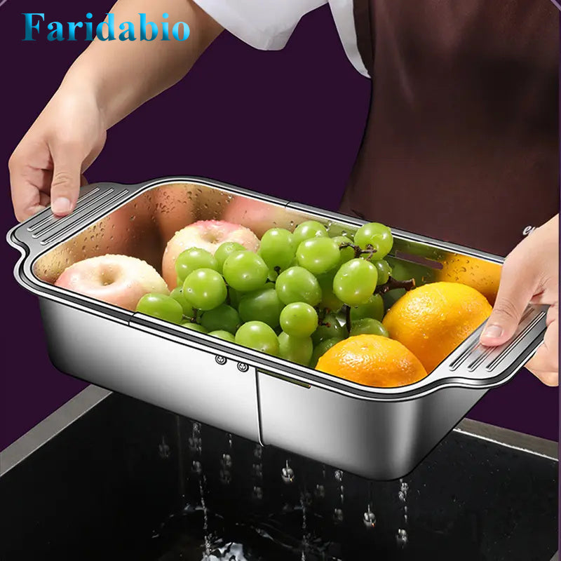 304 Stainless Steel Retractable Sink Strainer Basket
