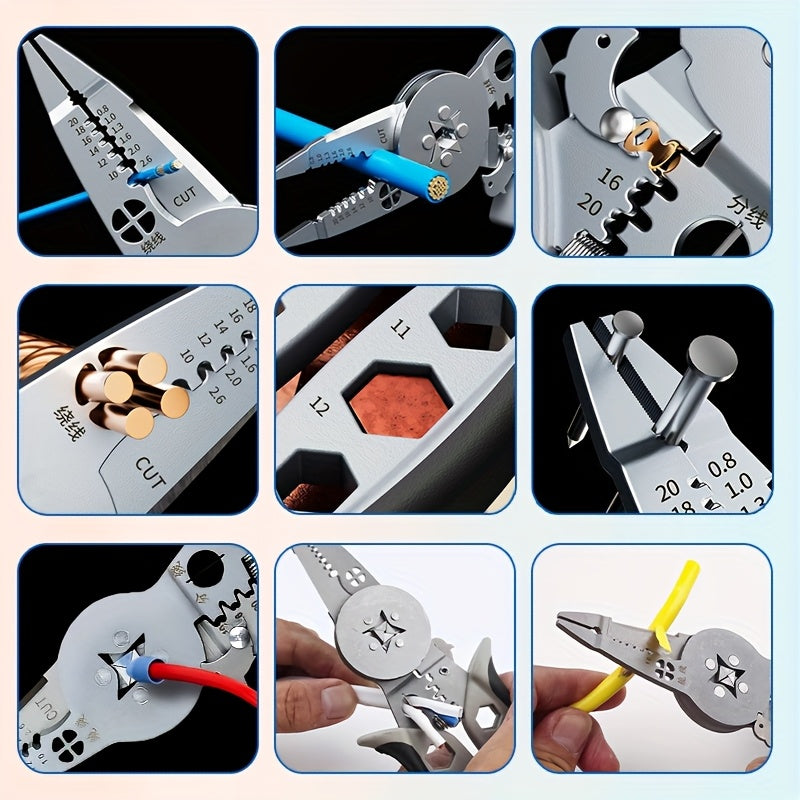 Professional Electrician's Heavy-Duty Crimping & Stripping Pliers