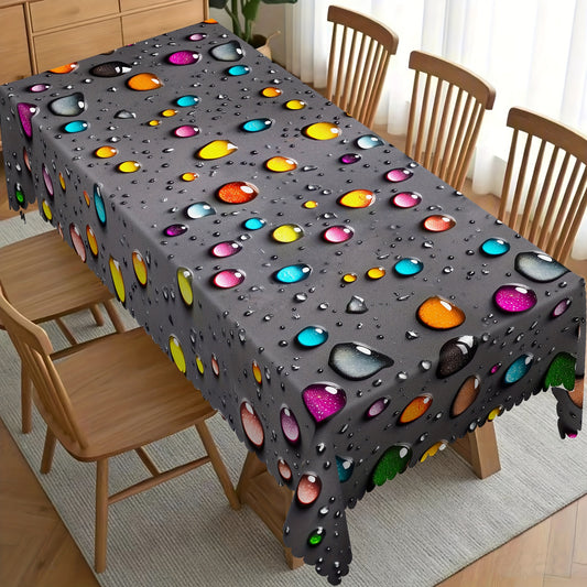 A colorful water drop pattern tablecloth