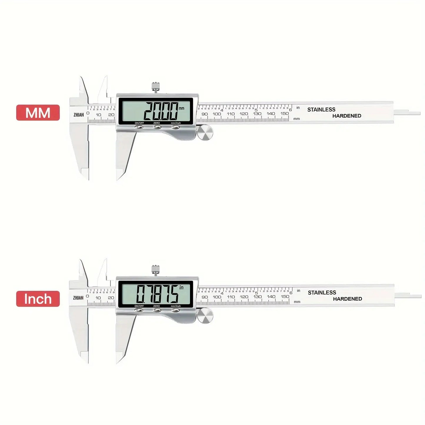 Digital caliper, stainless steel caliper measuring tool