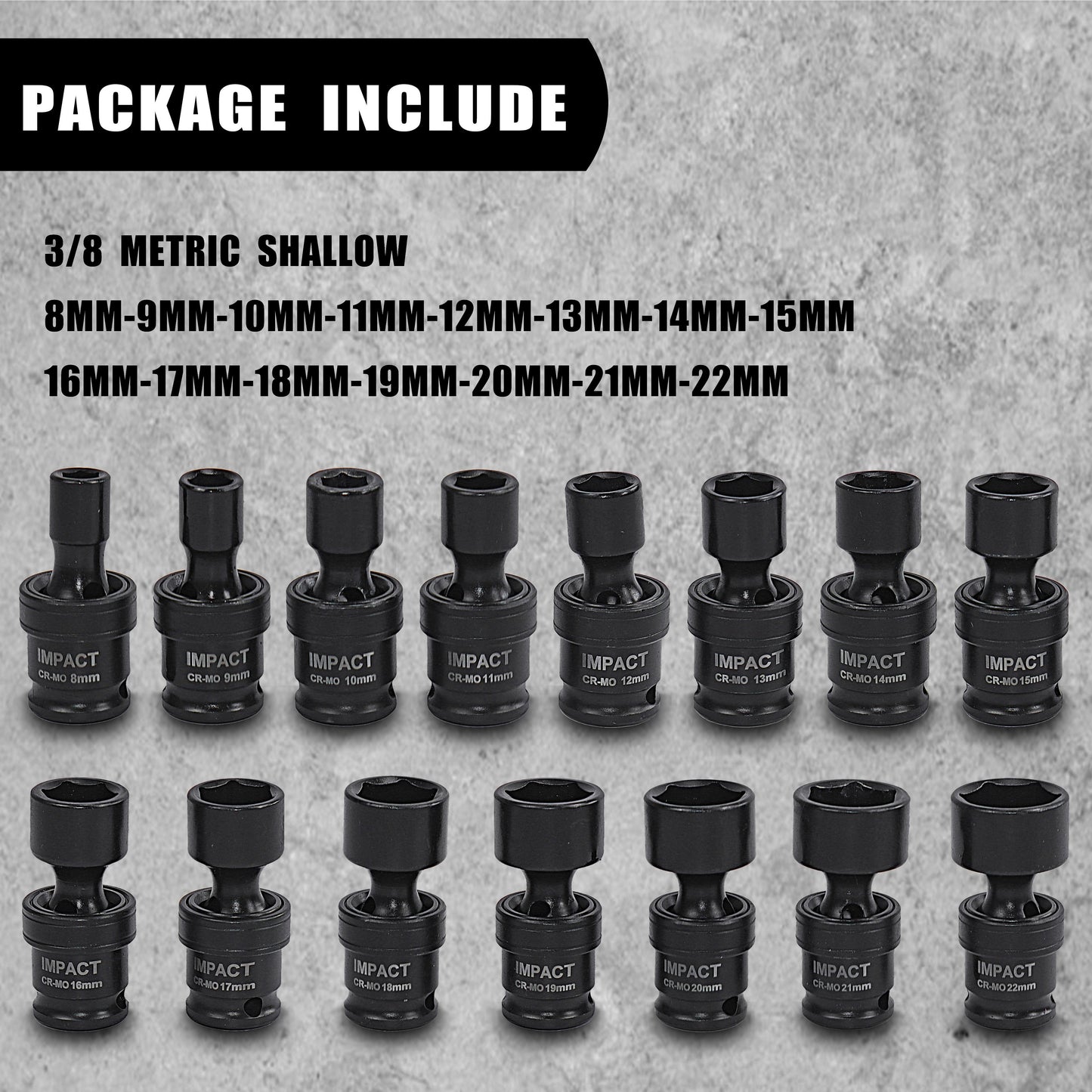 15pcs 3/8" Drive Impact Socket Set