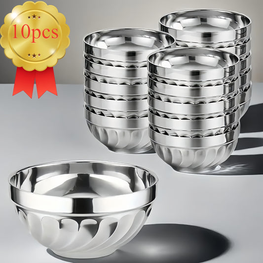 10pcs Durable Stainless Steel Bowls Set