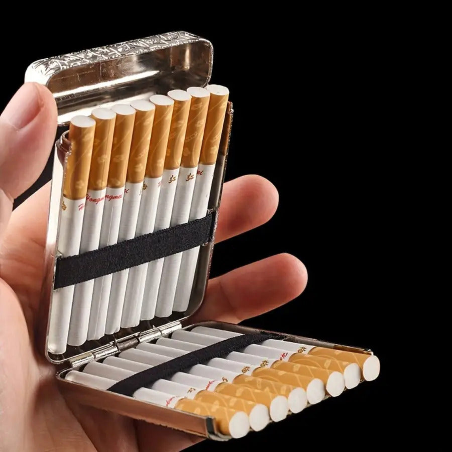 Classical European style alloy carved pressure-resistant metal cigarette case