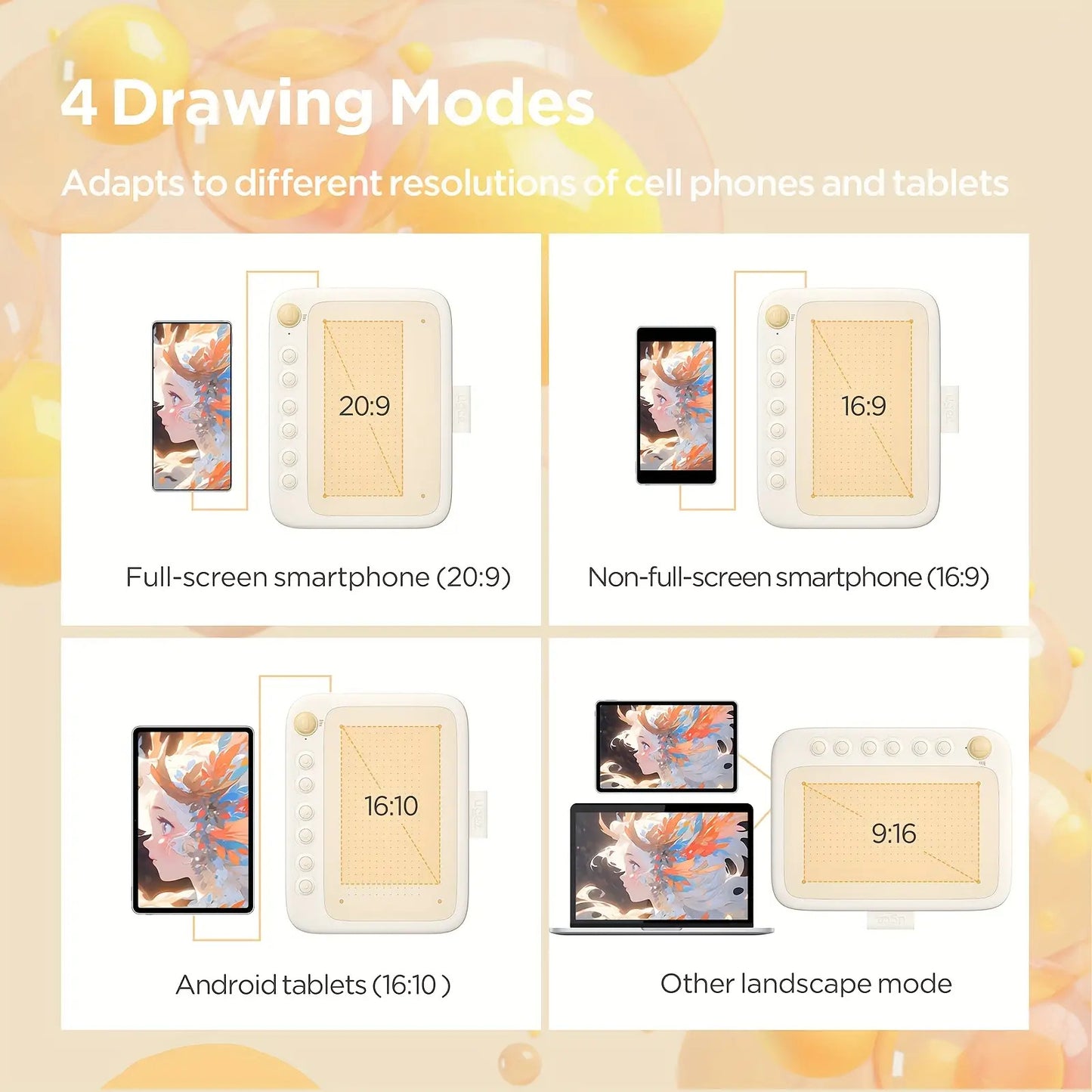 3. 5x6. 3 Inches Mobile Drawing Tablet with 16384-level Battery-free Stylus