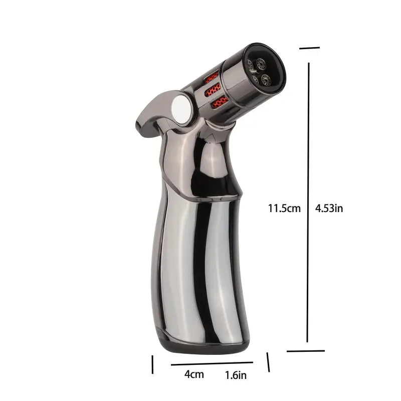 Premium 4-Flame Big Kitchen Torch Lighter - Adjustable, Refillable, Multipurpose Culinary Blow Torch for Perfect Creme Brulee, Baking, BBQ, Cooking, and Camping - Butane Gas Not Included