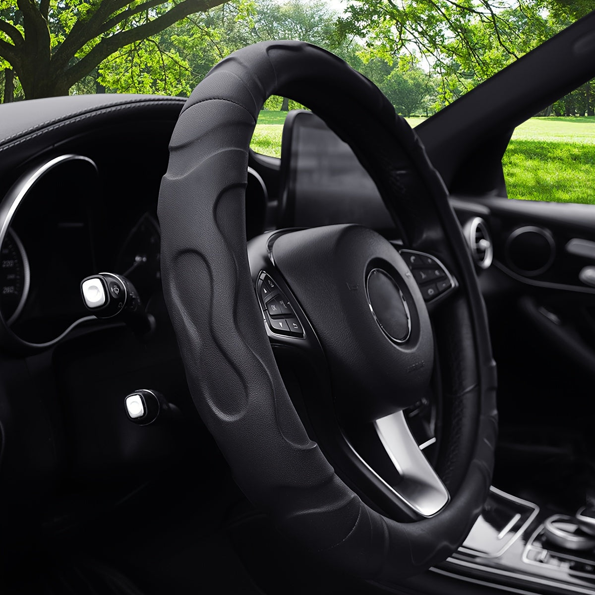 1  PU Leather Textured 3D Design Sports Car Steering Wheel Cover