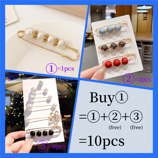 Buy 1pcs=10pcs Faux Pearl Pins, Sweater Shawl Hat Clip Collar Pins, Faux Pearl Brooches For Women Girls Fashion Blouse Buttons Clothing Decoration Accessories Pants Waist Tightener Safety Pins