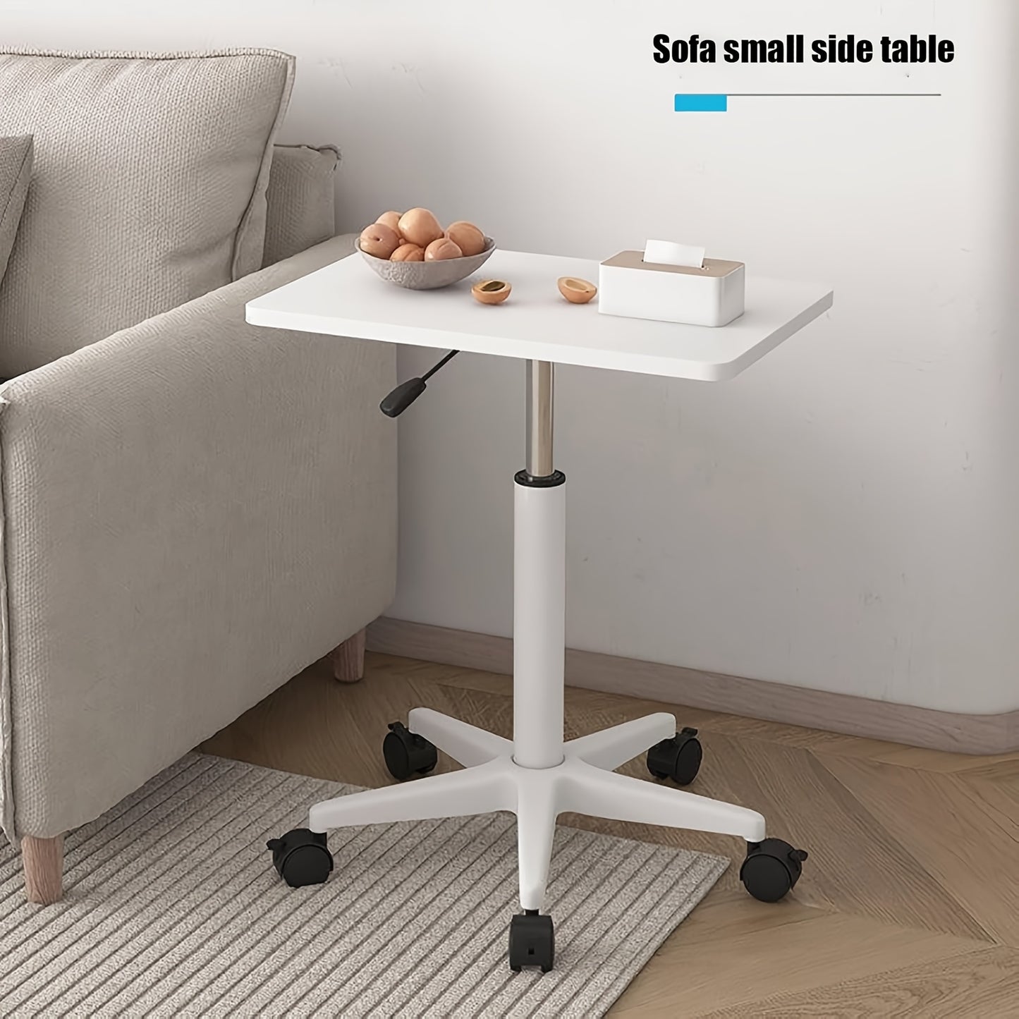 Adjustable Height Mobile Laptop Desk with Wheels