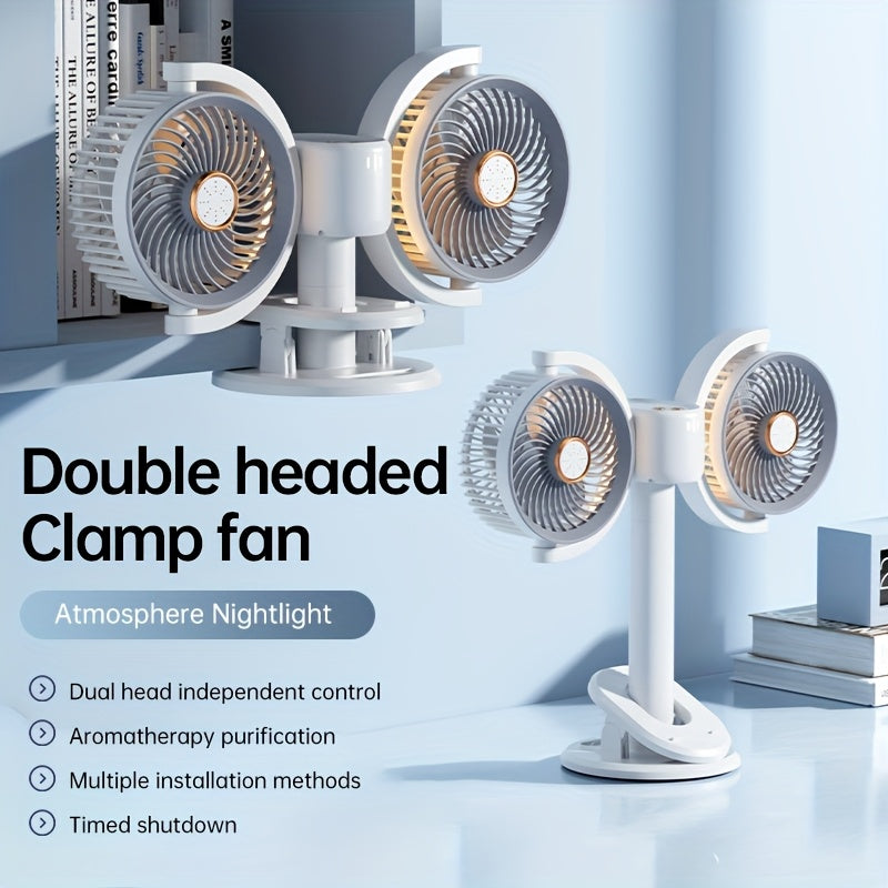 Rechargeable Night Light Double-Head Fan