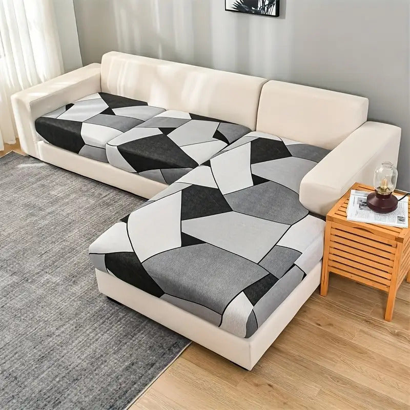 3pcs/Set Geometric Print Stretch Sofa Cushion Cover